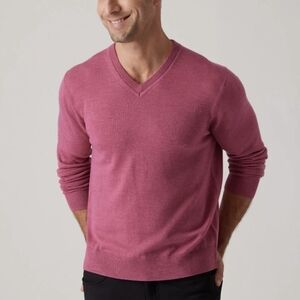Raffi v neck cashmere cotton blend pink pullover sweater